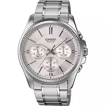 Casio Мужские часы ENTICER GENT Серебристо-серые ( 35 мм)