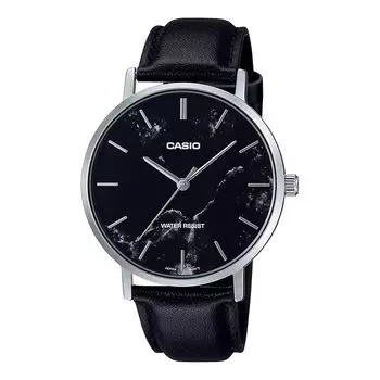 [Casio] Мужские кварцевые часы CASIO MTP-VT01LM-1A Черный мрамор x черный кожаный ремешок, модель заморская [продукт]