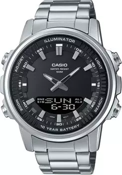 [Casio] Мужские кварцевые часы CASIO World Time Ana-Digi AMW-880D-1AV Black Metal Band Overseas Model [Параллельный импорт]