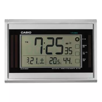 CASIO Настольные часы-радио на солнечных батареях Серебряный цифровой дисплей для жилых помещений Температура Влажность Календарь Дисплей Можно использовать как подставку IDS-160J-8JF белый