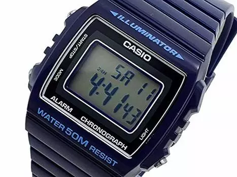 CASIO Standard 50m Waterproof Digital Urethane Belt Watch Unisex for Men (W-215H-1A W-215H-2A W-215H-6A W-215H-7A) (W-215H-2A (Navy))