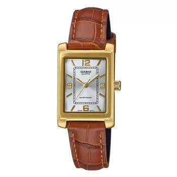 Casio Standard Analog Brown Leather Strap Silver Dial Quartz LTP-1234GLL-7A Women s Watch серебряный