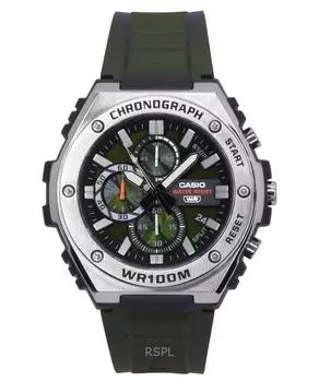 Casio Standard Analog Chronograph Resin Strap Green Dial Quartz MWA-300H-3AV 100M Men s Watch зелёный