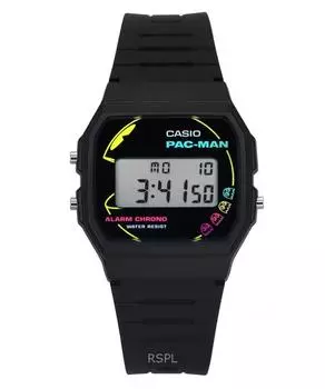 Casio Standard Цифровые PAC-MAN Коллаборация Ремешок из биополимера Кварцевые F-91WPC-1A Унисекс Часы чёрный