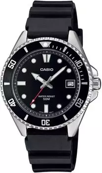 CASIO Стандартные аналоговые часы для мальчиков и девочек с черным безелем и уретановым ремешком, модель Overseas [Casio] MDV-10-1A1V Женские [Товар]