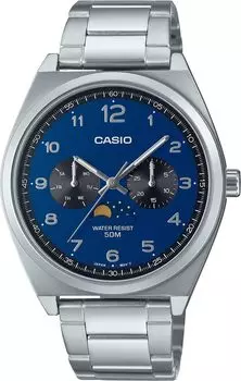 CASIO Стандартные аналоговые часы с фазами Луны, металлический ремешок, темно-синяя модель Overseas [Casio] Мужские MTP-M300D-2AV [Товар]