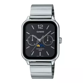 CASIO Стандартные аналоговые часы с фазами Луны, металлический ремешок, черная модель Overseas [Casio] Мужские MTP-M305D-1AV [Товар]