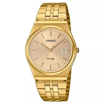 Casio Стандартные аналоговые часы унисекс из нержавеющей стали с золотым циферблатом MTP-B145G-9AV золотой