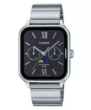 Casio Стандартные аналоговые фазы Луны из нержавеющей стали с черным циферблатом кварцевые часы MTP-M305D-1A2V мужские чёрный