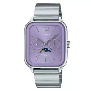 Casio Стандартные аналоговые фазы Луны из нержавеющей стали с фиолетовым циферблатом кварцевые часы MTP-M305D-6AV мужские фиолетовый