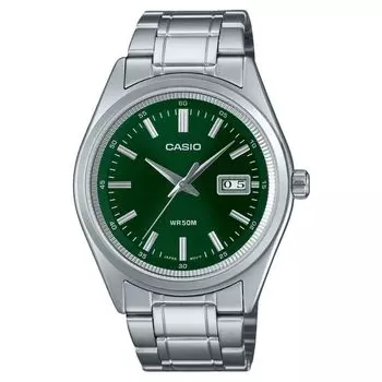 Casio Стандартные аналоговые кварцевые часы из нержавеющей стали с зеленым циферблатом MTP-B180D-3AV для мужчин зелёный