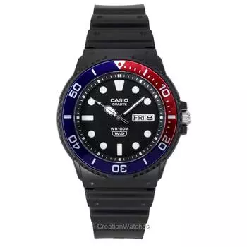 Casio Стандартные аналоговые мужские часы с черным циферблатом и ремешком из смолы MRW-230H-1E2V 100M чёрный