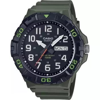 [CASIO] СТАНДАРТНЫЕ БОЛЬШИЕ Кварцевые часы MRW-210H-3AV Мужские военные зеленые Overseas Модель