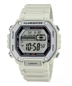 Casio Стандартные цифровые кварцевые мужские часы с белым полимерным ремешком MWD-110H-8AV 100M серый
