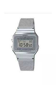 Casio Vintage Silver Digital Dial Silver Stainless Steel Mesh Band Silver chain A700WM-7ADF D170, Digital. , 37.435.56mm,
