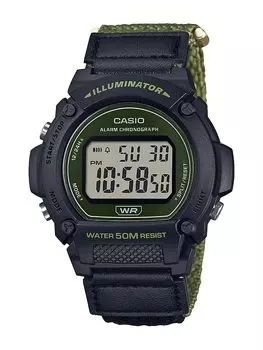 Casio W219HB Series Watch 50M WR LED Backlight Illuminator 100 SEC Chronograph Daily Alarm Hourly Sign Auto Calendar Cloth Band 7 Men s