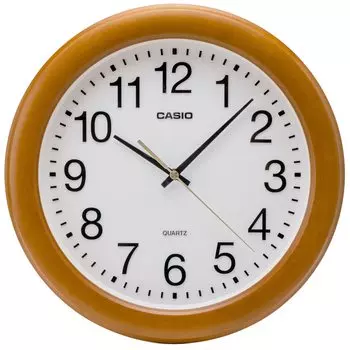 CASIO Wall Clock, Brown, Analog, Wooden Frame, Wooden, Wood Grain, Quiet, Continuous Second Hand, IQ-136-7JF