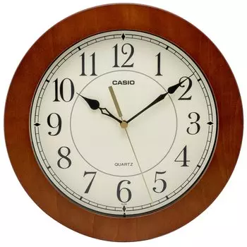CASIO Wall Clock, Brown, Analog, Wooden Frame, Wooden, Wood Grain IQ-135-5JF