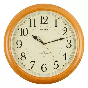 Настенные часы CASIO Radio Wave Brown Диаметр 34 см Аналоговые деревянные рамки Всегда включена секундная стрелка останавливается ночью IQ-1150NJ-7JF коричневый