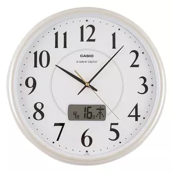 CASIO Wall Clock Wall Clock Radio Clock White Champagne Analog Calendar IC-1001J-9JF белый