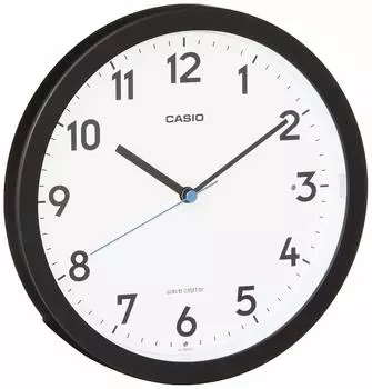 CASIO Wall Radio Controlled Automatic Second Arrow Stopping at Поставляется с Может использоваться как IQ-860NJ-1JF Часы, Часы, Черный, Аналоговый, Подсветка, Ночь,