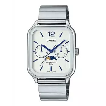 Casio Watch for men MTP M305D 7AVDF WHITE DIAL SILVER BAND SILVER CLASSIC