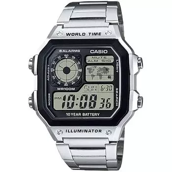 CASIO World Time цифровые часы металлический браслет серебристый Overseas модель [Casio] AE-1200WHD-1AV мужские [Товар]