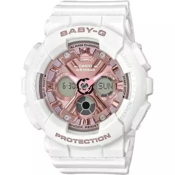 CasioCASIO Baby G Baby G BA 130 7A1JF Металлическая лицевая панель BA 130 Белый Розовый