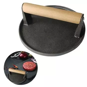 Cast Iron Burger Smasher Multifunctional Rectangle Hamburger Press Ergonomic Thickened for BBQ Steaks Sandwiches Meats