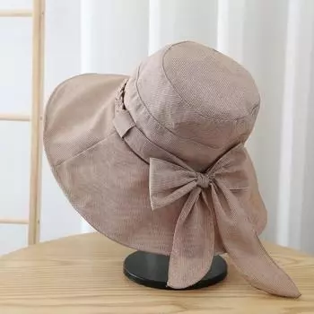 Casual Bucket Hat with Bowknot Sunscreen Visor Cap Portable Women s Sun Hat Vacation
