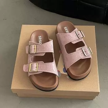 Casual fashion green slippers women s outer wear summer new thick-soled non-slip beach one-word sandals drag 35