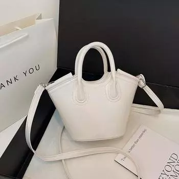 Casual High-Value Woven Bucket Bag Fashionable Contrasting Color Indentation Shoulder Messenger Women S Bag