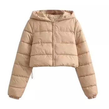 Casual Hooded Collar Cotton Coat Women Long Sleeve Thick Warm Short Padded Jacket Autumn Winter Female Street Overcoat Parkas S розы красного