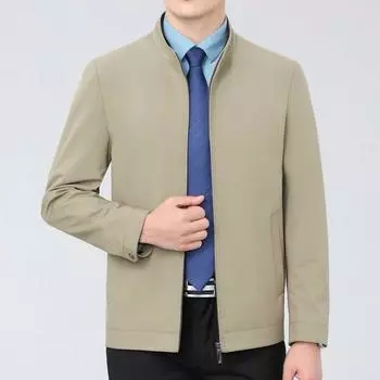 Casual jacket for middle-aged men with lapels, spring and autumn mulberry silk thin section, middle-aged and elderly dad wear leadership jackets 170