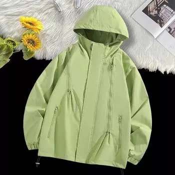 Casual jackets for men in spring and autumn new trendy hooded casual men s jackets trendy loose solid color tops clothing M