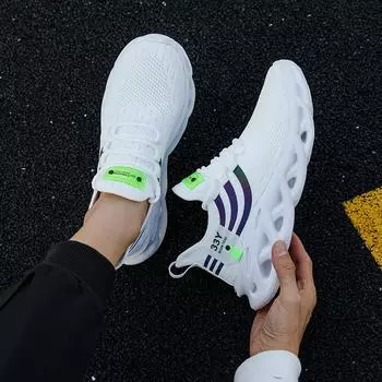 Casual Men Mesh Comfort Breathable Sneakers Jogging Soft Sole Anti Slip Versatile Tennis Vulcanized Shoes Tenis Masculino 2024 39 белый