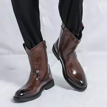 Casual men s long boots Fashionable and versatile design style Daily leisure business party Daily office adult Plus Size shoes 38 чёрный