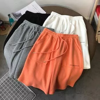 Casual Pants for Women In Summer New Gray Sports Shorts for Women Elastic Waist Loose and Slim, Wide-leg Pants M чёрный