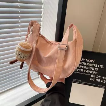 Casual Retro Large Capacity Tote Bag for Summer Student Class Commuting Shoulder Bag Simple Fashion Crossbody Bag Without pendant