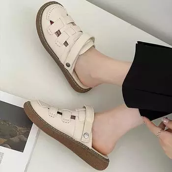 Casual simple and explosive woven bag head platform sandals women s new 2025 summer white versatile Roman shoes 35 бежевый