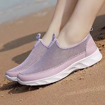 Casual Sneakers Men s Summer Mesh Shoes Breathable Walking Thick Sole Anti Slip Beach Sneakers Lightweight Outdoor Running Shoes 36 темно серый