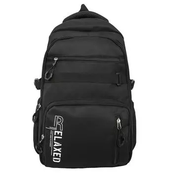 Casual Unisex Backpack With Letter Pattern And Large Capacity For Travel School Black