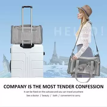 Cat Bag Large Capacity Portable Cat Carrier Bag for Travel Transporte Pet Dog Backpack Breathable Foldable Cats Carrier серый
