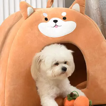 Cat Bed Dog House Non Slip Bottom Removable Washable Cushion,Comfortable Cozy Cave for S