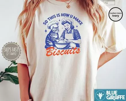 Cat Biscuits Tshirt, Funny Cat Shirts, Shirt, Trendy Vintage Retro Tshirt Classic T-shirt 4XL