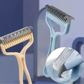 Cat brush Cat Fur Knot Cutter Pets Hair Removal Comb Dog Grooming Shedding Tools Double Sided Stainless Brush Pet Products 14.7X7.6cm зелёный