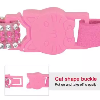 Cat Collar Crystal Cats Accessories Pets Dog Quick Release Rhinestone Leather Collar with Bell Katten Halsband Kitten Necklace XS чёрный