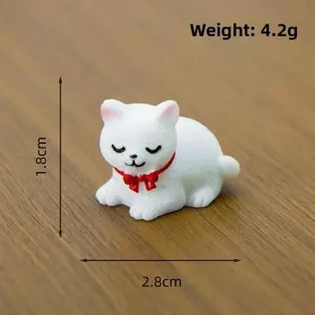 Cat Cute Micro Landscape Resin Ornament With Bow Tie Design For Home Decoration Lying Pouncing