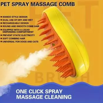 Cat Dog Electric Spray Brush 3 in 1 Steam Brush For Massage Shedding Pet Grooming tool зелёный