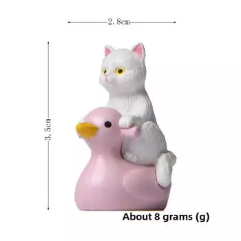 Cat Duck Pvc Cartoon Figurines Creative Micro Landscape Decor Party Accessories Pink Duck White